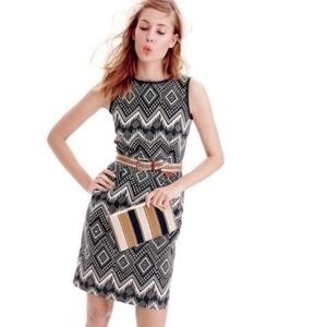J. Crew Geometric Ikat Dress Gray & White | 12
